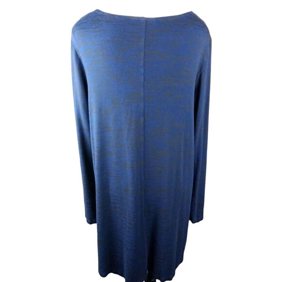 BRYN WALKER DRESS SIZE M BLUE HINT OF BLACK LONG SLEEVES SIRO RAYON USA - Picture 3 of 8